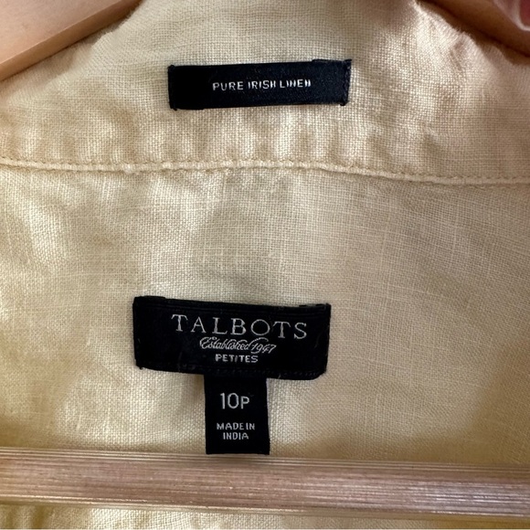 Talbots 100% Linen Button Down Shirt, Size 10 Petite, Pale Yellow - Picture 4 of 9